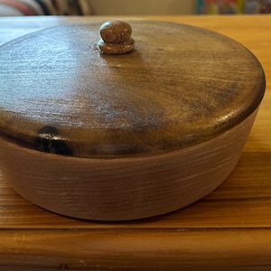 wooden bowl with lid.  Turned wood bowl. Decorative wood storage container with lid.
