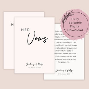 Tarjetas minimalistas de votos de boda - Descarga digital