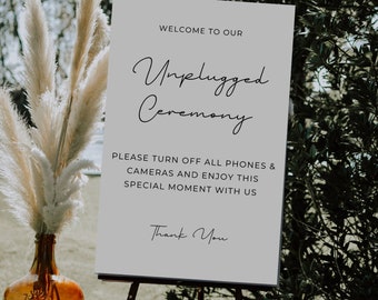 Minimalist Unplugged Ceremony Wedding Sign - Digital Template