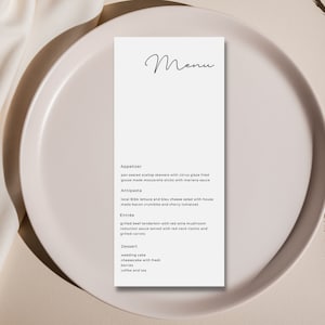 Minimalist Wedding Menu - Digital Template