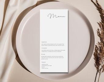 Minimalist Wedding Menu - Digital Template