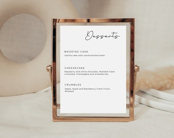 Minimalist Dessert Wedding Menu - Digital Template