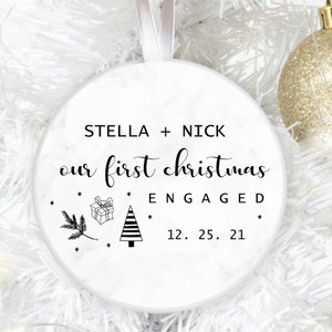 Our First Christmas Married with Name-Date Porcelain Ceramic Christmas Ornament, Wedding Ornament, Christmas Gift, Couples Gift, LGBTQ Gift