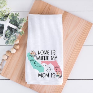 Coffee Mug /Towel Bundle | Home Is Where My Mom Is | Mother&#39;s Day Gift | Custom State To State Mug | Gift For Mom | Custom State Mug/Towel