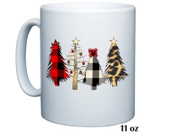 Christmas Trees Coffee Mug, Holiday Gift, Great Christmas Personalized Gift, Gift For Her, Gift For Him, Hot Chocolate Mug