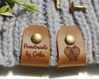 Real Leather Labels,Custom Text Crocheted Tags,Personalized Tags for Knitting Items,Screwing Leather Tags,Handmade by Tags for Crochet
