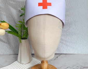 Custom Nurse Cap With Red Cross, Personalized Embroidered Name Nurse Hat, Unique Scrub Cap for Graduate Nurse, Graduation Pin Day Gifts