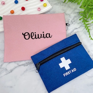 Embroidered Name First Aid Kit, Personalized Name Compact Emergency Kit, Mini First Aid for Car, Lightweight Camping Medical Pack, Gifts