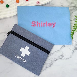 Personalized Name First Aid Kit Pouch, Portable Zipper Travel Emergency Kit, Custom Medicine Bag with Name, First Aid Supplies, Doctor Gifts