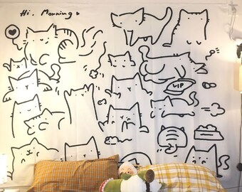 Cat Wall Tapestry Etsy