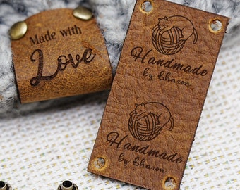 Custom Logo Leather Labels Tags,Custom Text Tags for Clothing,Handmade Tags for Knitting Items,Custom Logo Labels,Real Leather labels