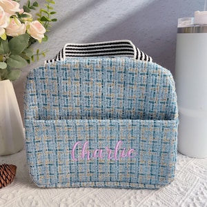 Personalized Tweed Insulated Lunch Bag, Embroidered Name Lunch Bag, Custom Lunch Tote for Girls, Cooler Tote for Office Work,Gift for Mother