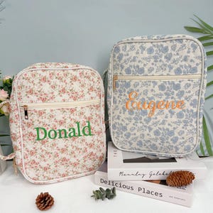 Custom Bible Cover with Embroidery Name, Quilted Floral Bible Sleeve, Bible Protection Sleeve for Church Bible Study, Christian Women Gifts