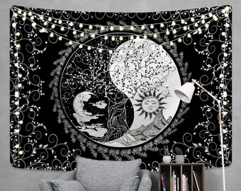 Ying-Yang Irracial Hippie Throw Dorm Decor Small Tapestry Poster Wall Art Ying-Yang Irracial Hippie Throw Dorm Decor Small Tapestry Poster Wall Art