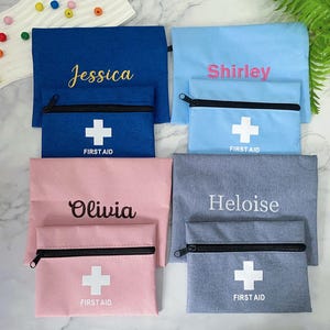 Embroidered Name First Aid Kit, 4 Color Small Large First Aid Pouch with Name, First Aid Travel Bag, Home Emergency First Aid Pouch, Gifts