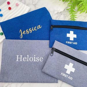 Personalized First Aid Kit with Embroidered Name, Mini Emergency First Aid for Car, Family Portable Medical Kit, Medical Supplies,Nurse Gift