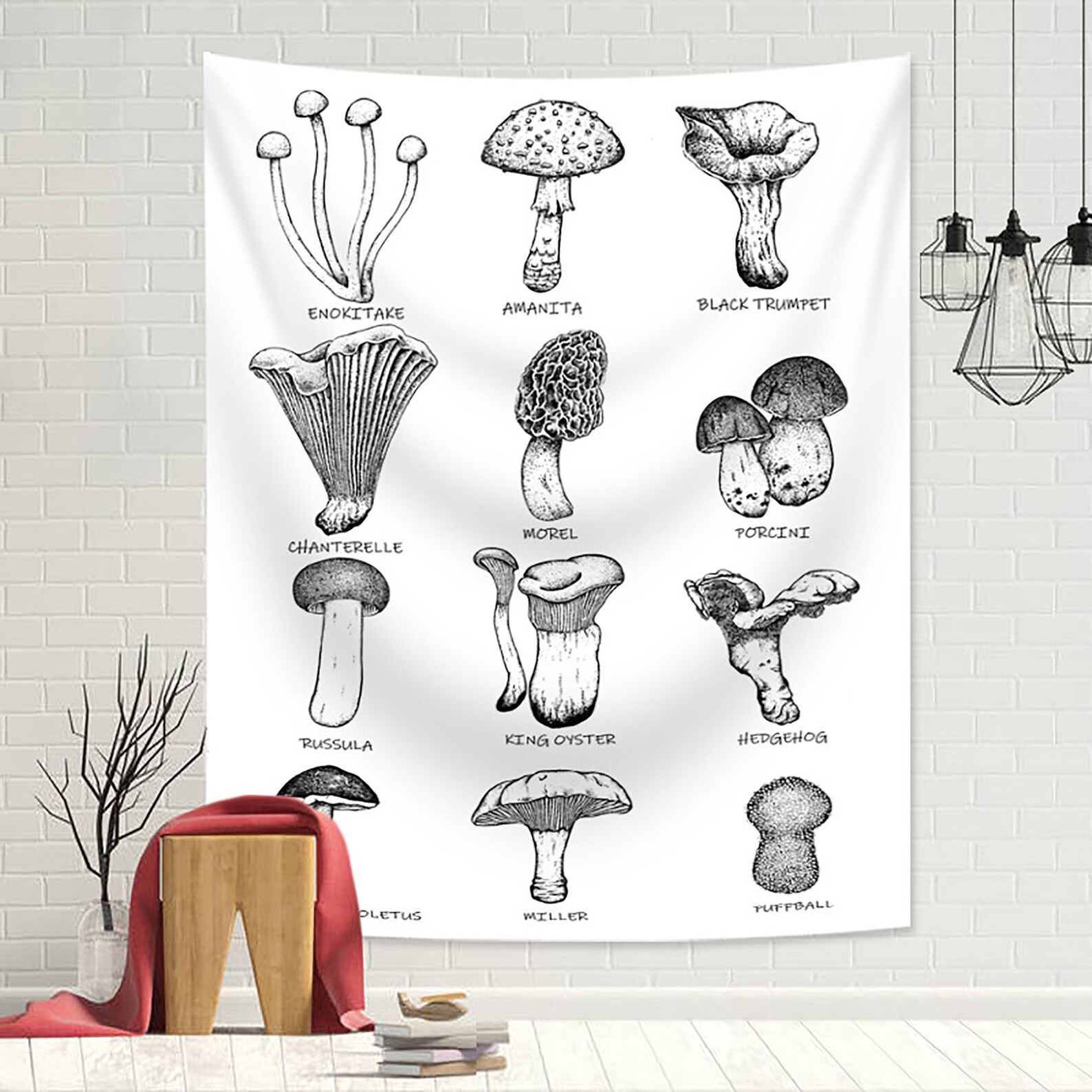 Mushroom Poster Tapestry/Vintage Wall Hanging/Printed Wall Etsy