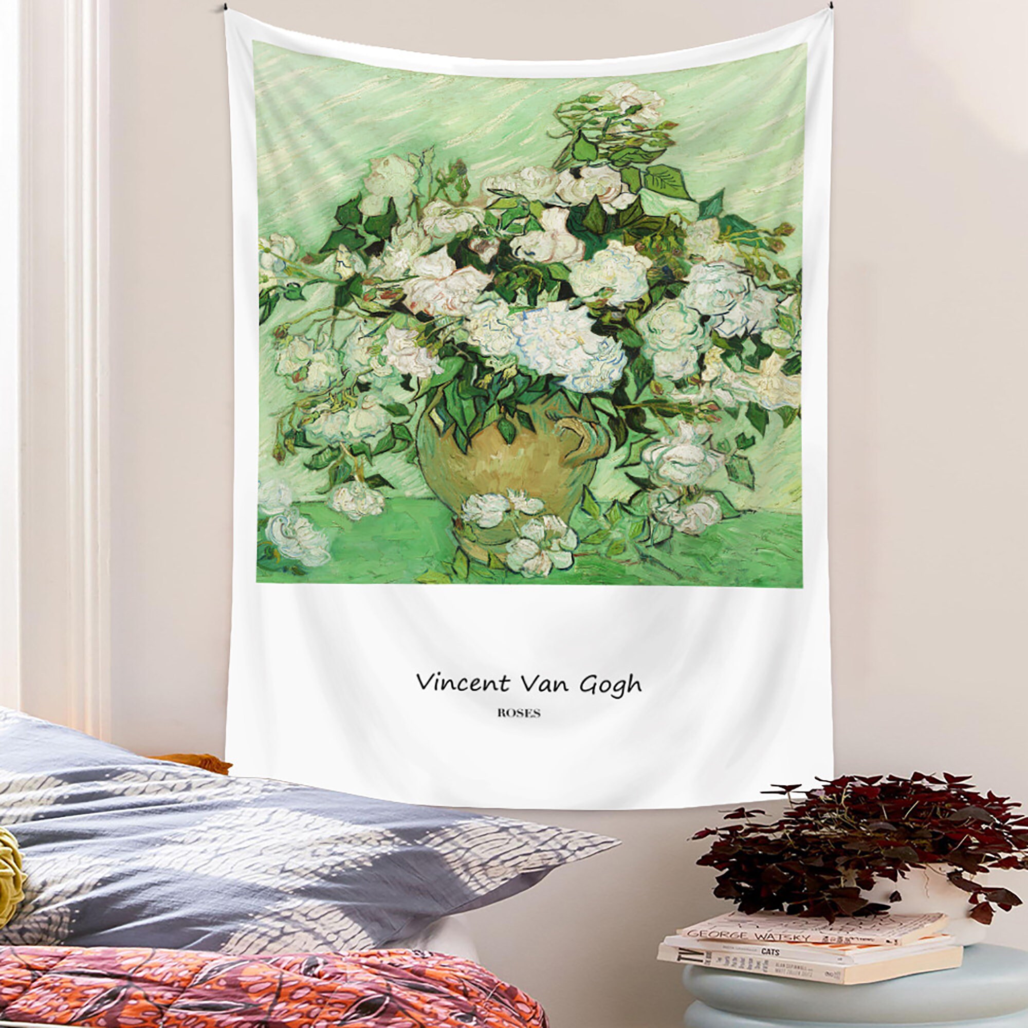 Green Flower Tapestry /Art Wall Hanging /Printed Etsy
