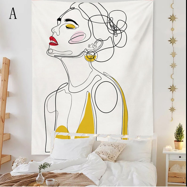 Pensive Woman Tapestry,Abstract Tapestry Mordern Tapestry,Fabric Wall Hanging,Mat Blanket Tablecloth For Home Hotel Decor