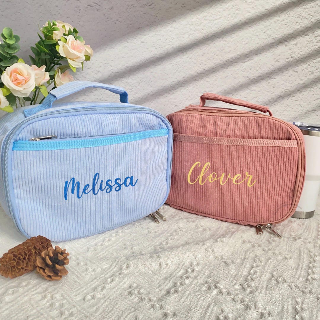Custom Corduroy Lunch Bag, Personalized Embroidered Name Lunch Tote ...
