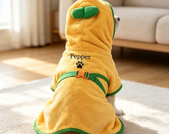 Custom Embroidered Name Dog Bath Robe, Personalized Monogram Pet Drying Robe, Soft Quick Dry Bath Wrap, Puppy Shower Accessory, Puppy Gifts