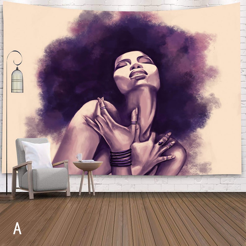 Black Art Tapestry Wall Tapestry Black Girl Afro Girl Etsy