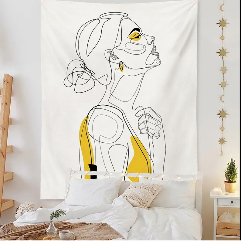 Pensive Woman Tapestry,Abstract Tapestry Mordern Tapestry,Fabric Wall Hanging,Mat Blanket Tablecloth For Home Hotel Decor