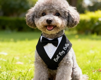 Custom Pet Tuxedo Bandana, Personalized Dog Bib for Weddings, Custom Drool Kerchief for Large and Small Dogs, Dog Bib for Wedding, Dog Gifts