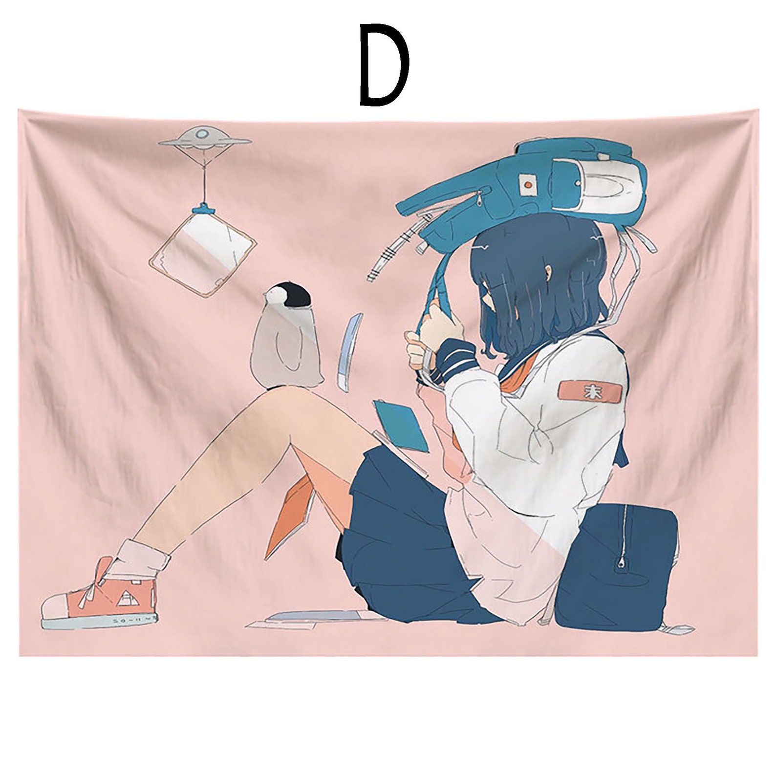 4style Girl Tapestry/anime Wall Hanging/japanese Style Etsy