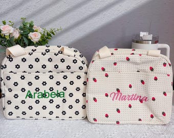 Personalized Insulated Lunch Tote, Embroidered Name Lunch Bag, Corduroy Cooler Tote for Office Work, Lunch Box for Teachers,Great Gifts Idea
