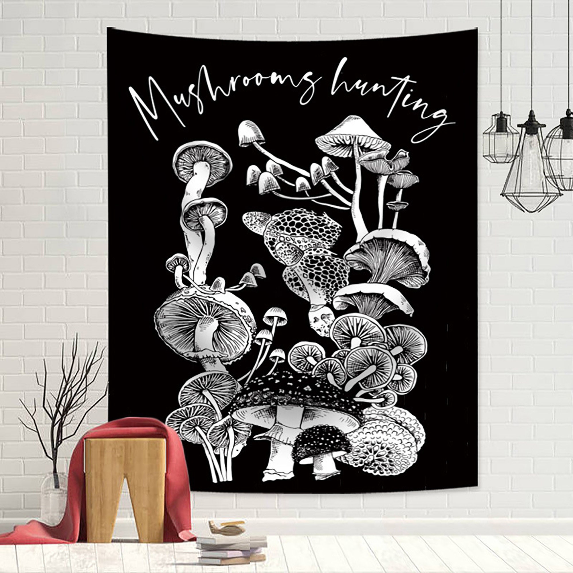 Mushroom Printed Tapestry/Vintage Wall Hanging/Tapestry Etsy