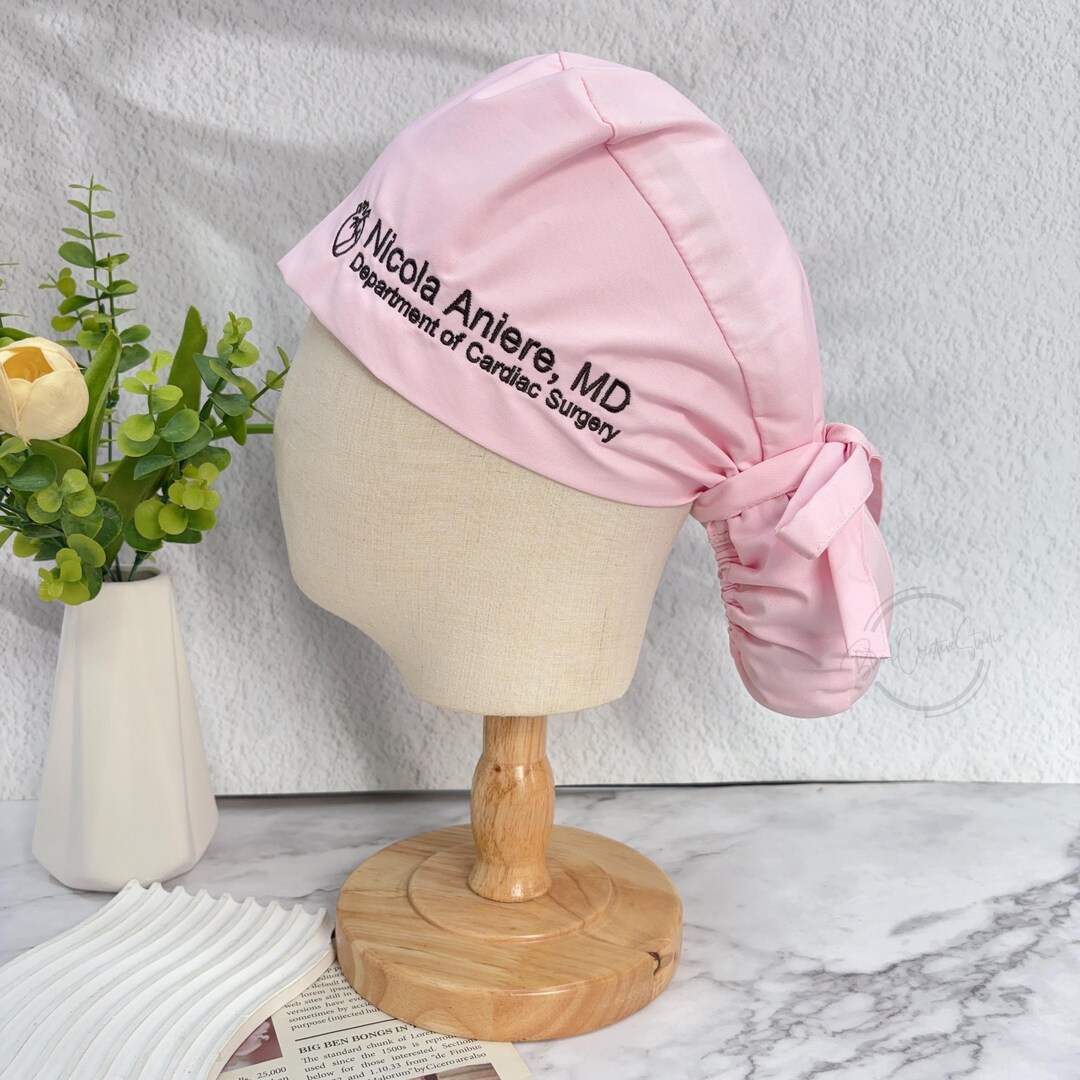 Personalized Embroidered Medical Ponytail Cap, Custom Name Long Hair ...