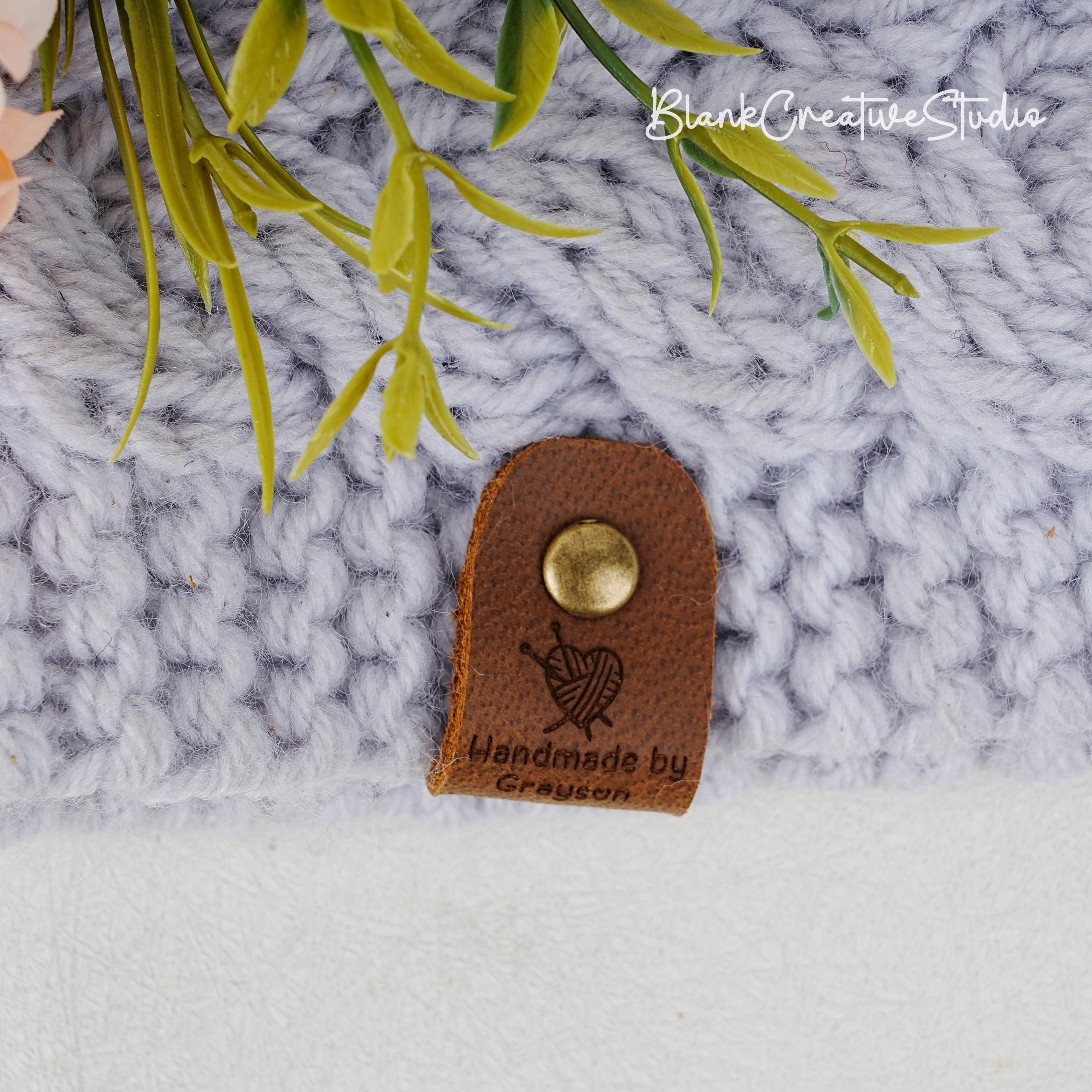 Etichette In Pelle Personalizzate Per Handmade - Con Rivetti - 2.5x0.8 Pollici - Per Maglia E Uncinetto - Foto 10
