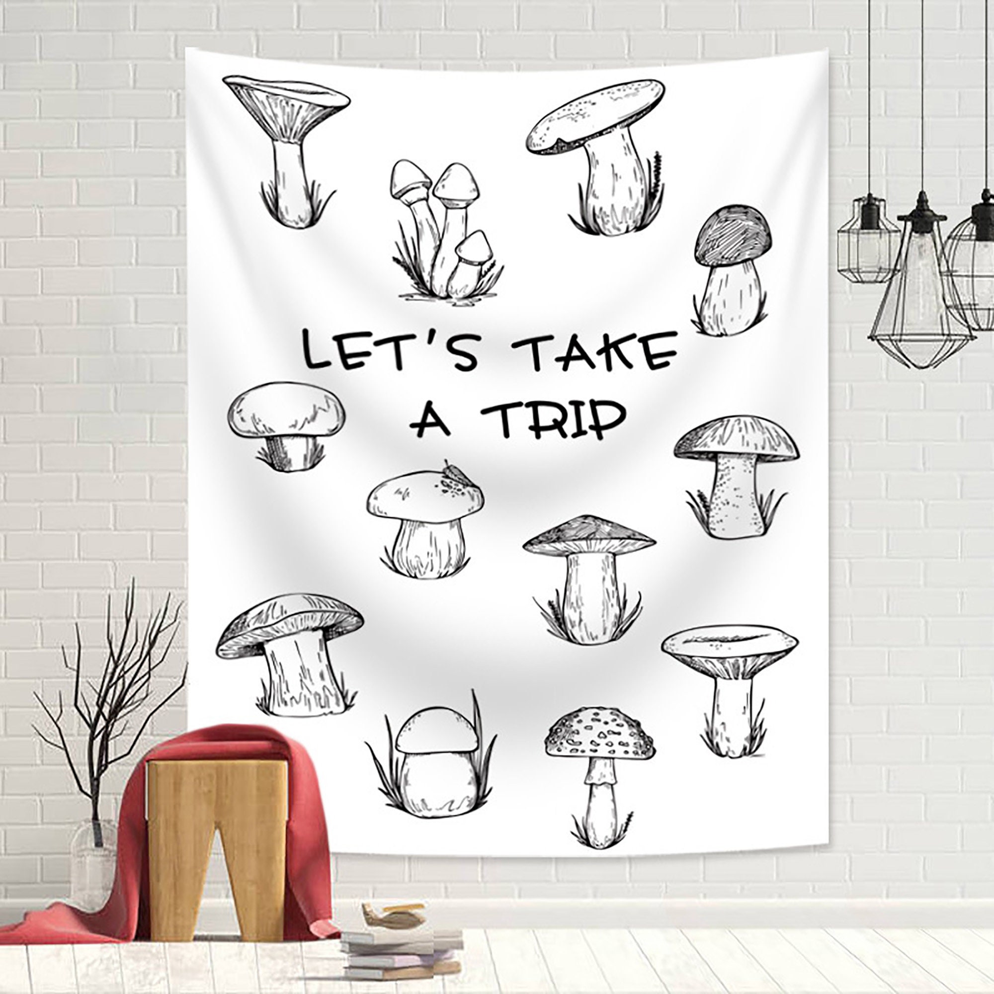 Mushroom Printed Tapestry/Vintage Wall Hanging/Tapestry Etsy