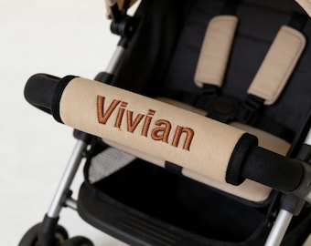 Embroidered Name Stroller Handle Cover, Custom Baby Stroller Grip Wrap, Stylish Stroller Accessory for Boys and Girls, Gifts for Parents