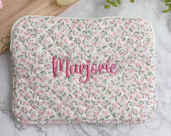 Custom Floral Ipad Sleeve, Personalized Laptop Case with Embroidery Name, Floral Tablet or Macbook Case, Back to School Gifts, Gifts for Her