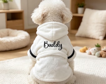 Personalized Dog Bathrobe, Custom Embroidered Name Pet Robe, Cozy Dog Towel, Pet Post Swim Robe, Dog Bath Drying Robe, Gifts for Dog Lovers