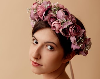 flower crown Lana Del Ray vintage inspired etsy wedding White rose rustic rose Wedding wedding headpiece nature inspired rose crown