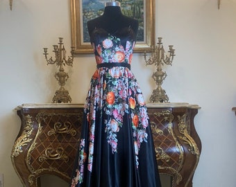 Floral sweetheart formal pageant lace up prom dress