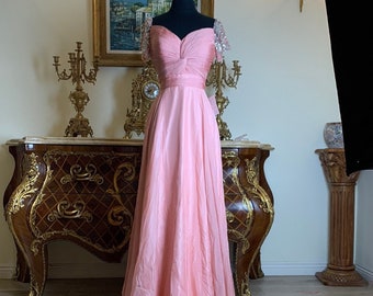 Women’s formal pleated bodice rhinestone cap sleeves evening prom dress