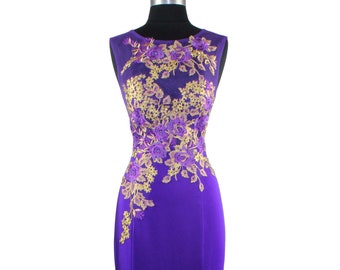 Women's Sleeveless Embroidery Illusion Bodice Prom Evening Dress