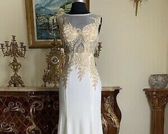 Nuevo vestido de noche con bordado elástico y cuentas para fiesta de graduación