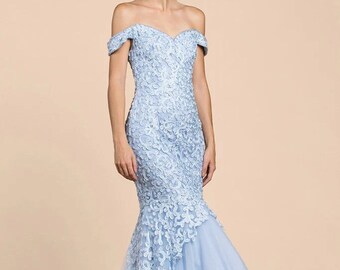 Vestido de fiesta de noche con cuentas y bordado formal de Meier Collection