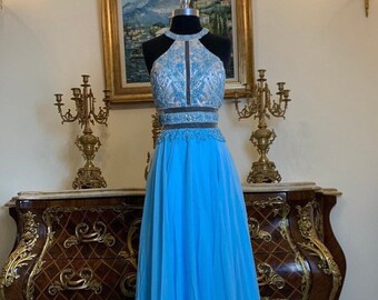Women’s formal rhinestone Illusion evening prom dress