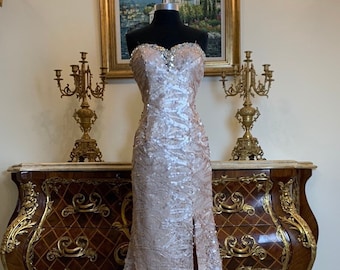 Vestido formal de noche con lentejuelas por todas partes para mujer