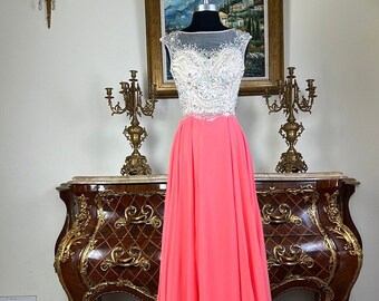 Ocasión especial Formal espalda abierta ilusión con cuentas vestido de noche largo vestido de fiesta