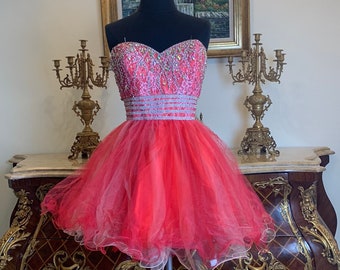 Meier Collection short lace up beaded homecoming prom dress