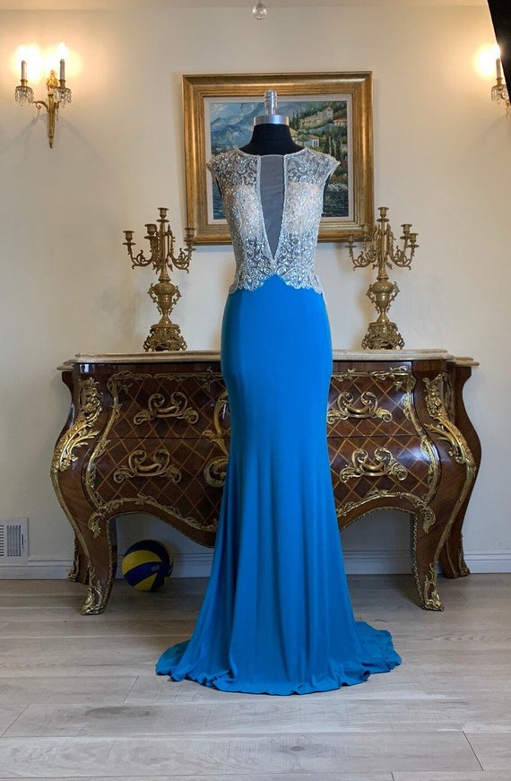 Womens Formal Stretchy Rhinestone Illusion Evening Gown Prom Dress Etsy Canada