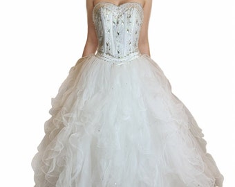 Women’s formal rhinestone Quinceanera ball gown pageant wedding prom dress
