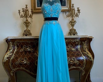 Meier Collection two piece rhinestone bodice formal prom dress